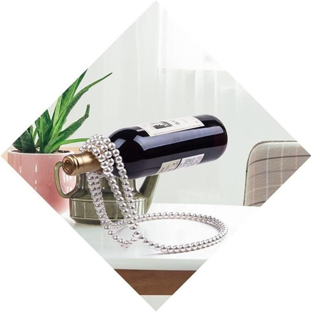Pearl Necklace Shaped Floating Wine Bottle Holder Creative Metal Chain Wine Rack