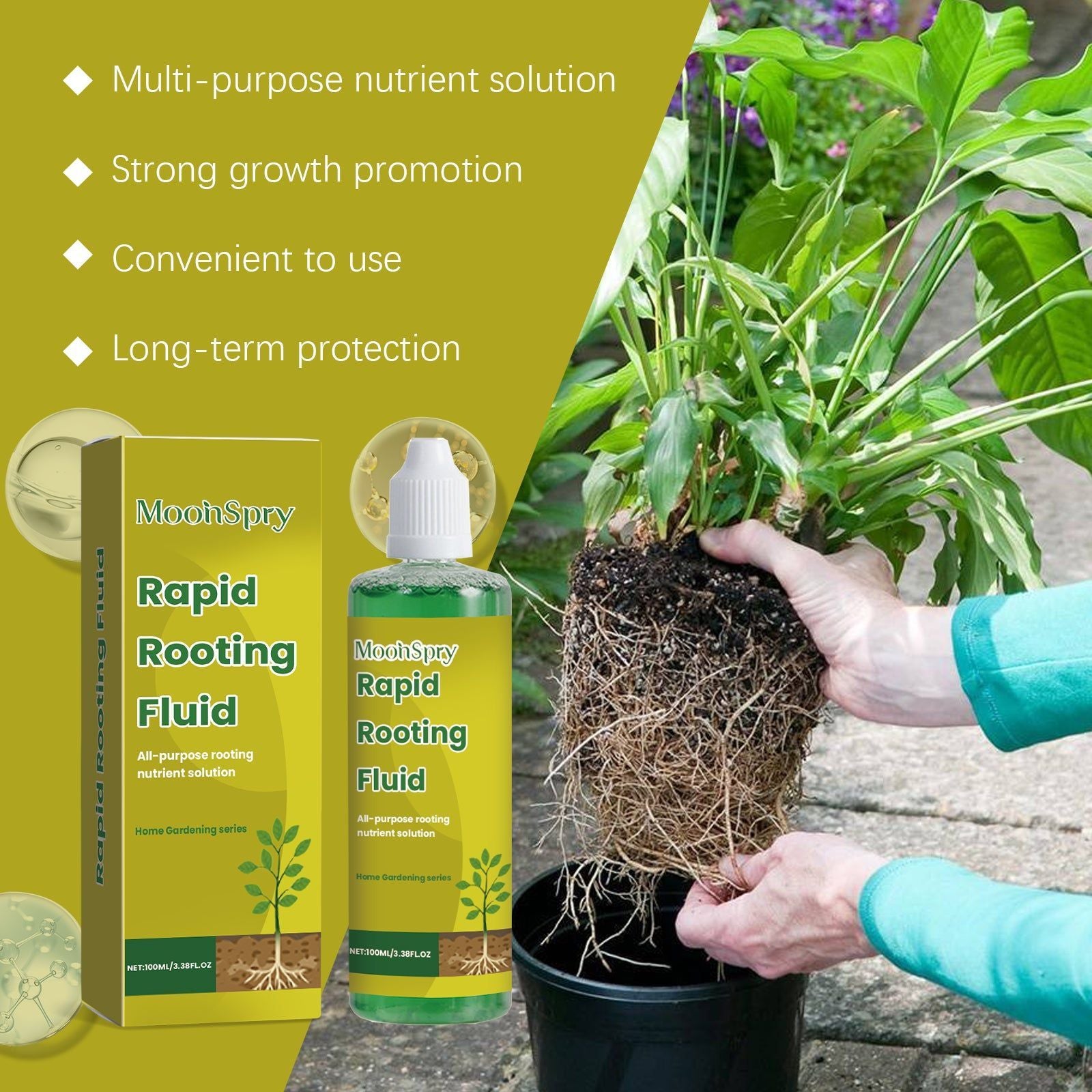 Boost Plant Growth with Green Root Solution, Fast-Absorbing Nutrient, Fertilizer for Healthy Roots ,100ml