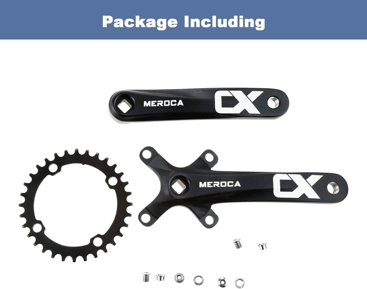 Square Taper Crankset MTB, Mountain Bike Single Speed Crankset Bicycle Crank Arm Set