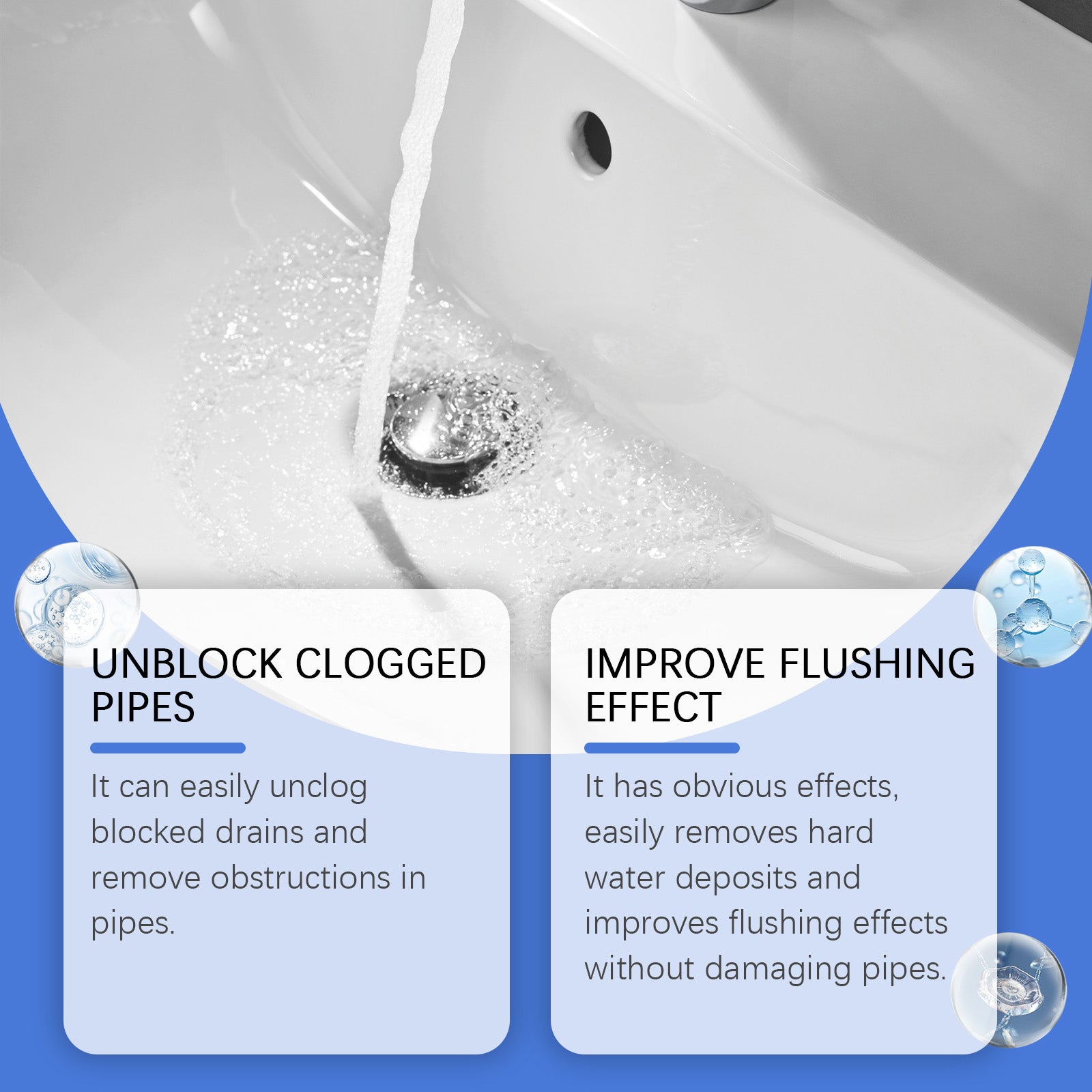 Effective Pipe Cleaner Dredging Agent, Unclogs Drains Fast, Anti-Block, Kitchen Toilet ,200g
