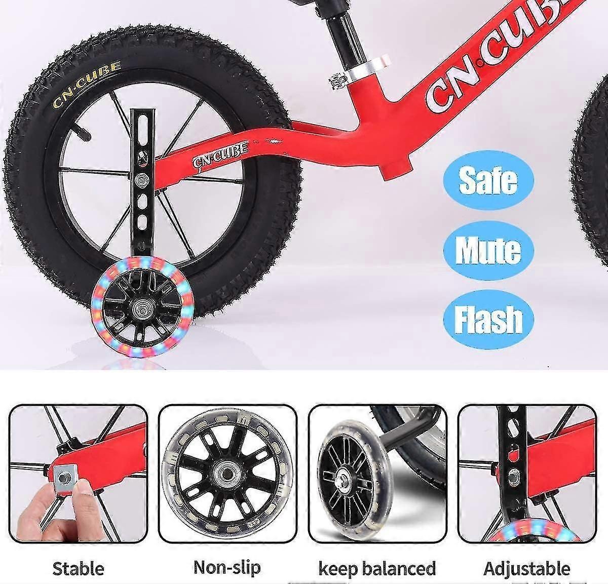 Cycling Training Wheels, 1 Pair Bicycle Training Wheels For Kids Black Bike Stabilizers Support Wheels Boys Girls zxin