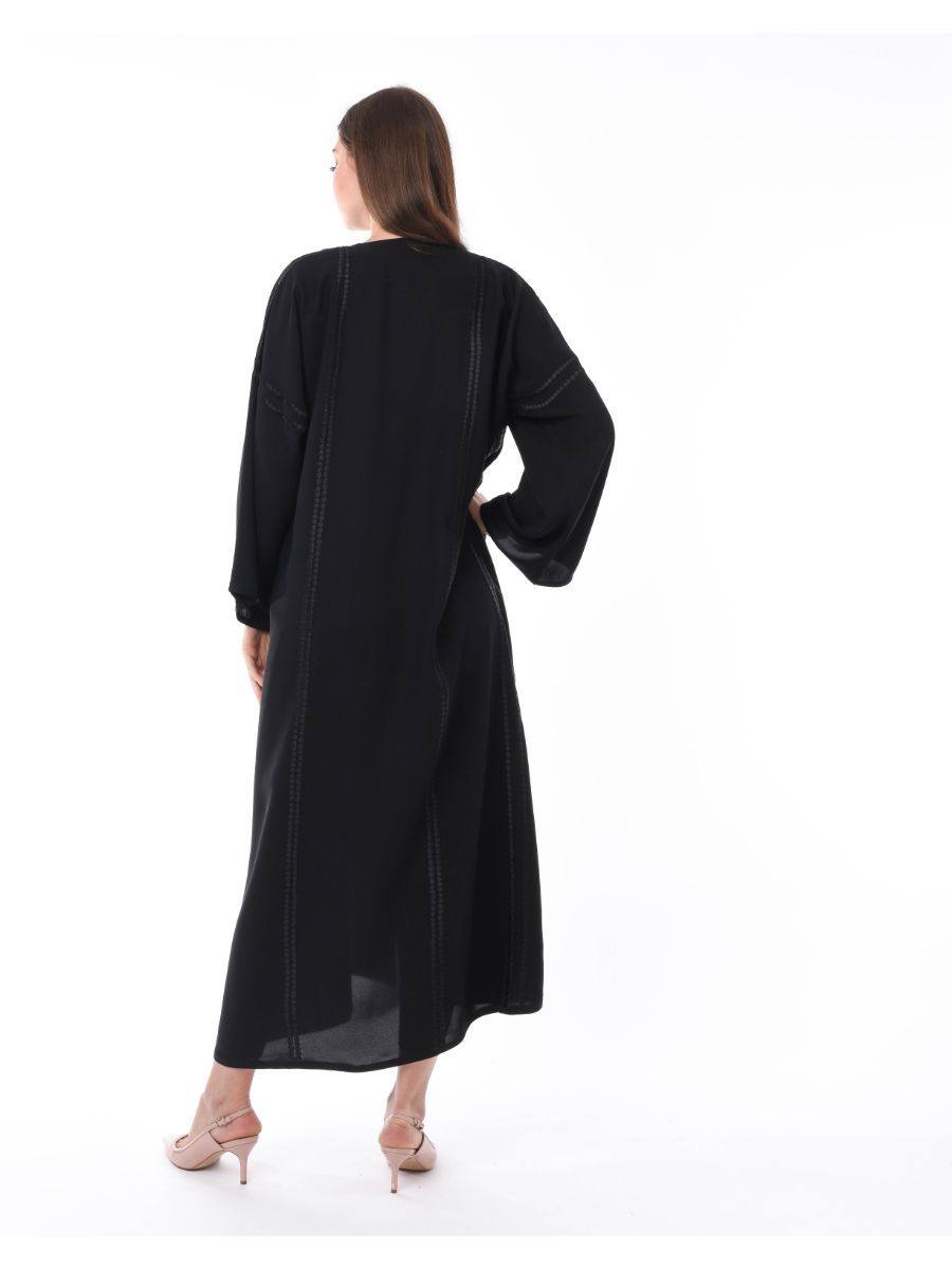 MOiSTREET Black Plain Abaya with Embroidery