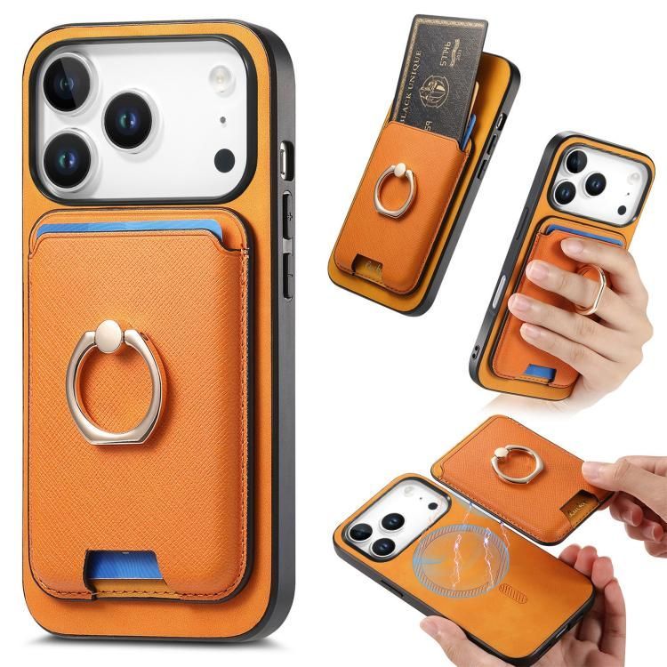 For iPhone 18 Pro Max / iPhone 17 Pro Max Retro Cross Leather Card Bag MagSafe Phone Case