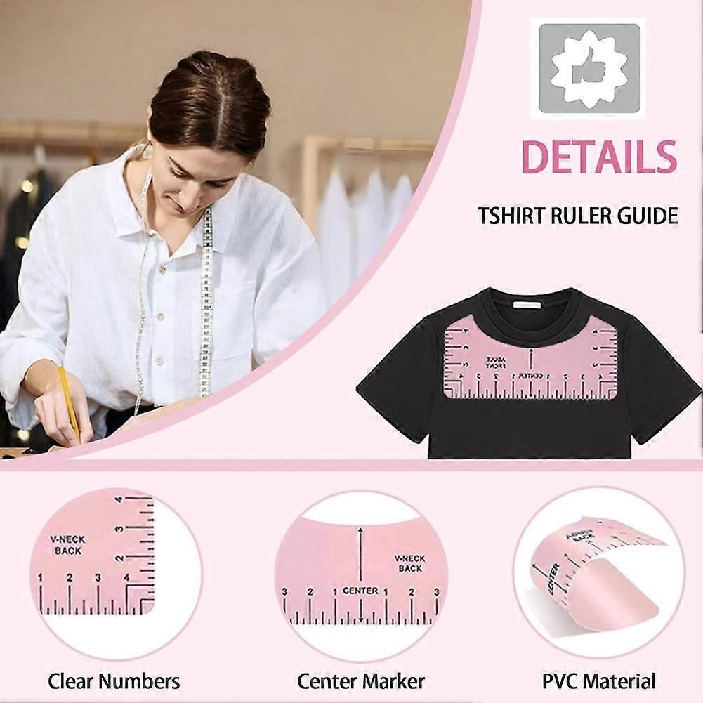 1set Sublimation Shirt Tool Kit for Vinyl Alignment,Heat Press-Pad Silicone,T-Shirt Ruler Guide for HTV Vinyl,Craft B(Pink)