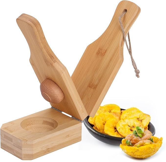 2 in 1 Stuffed Plantain Press Tostonera Cups Bamboo For Making Stuffed Tostones