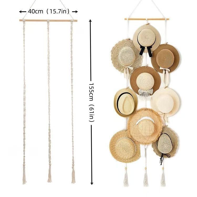 Hat Rack Hat Hangers for Wall Boho Caps Storage Organizer Hat Display Holder