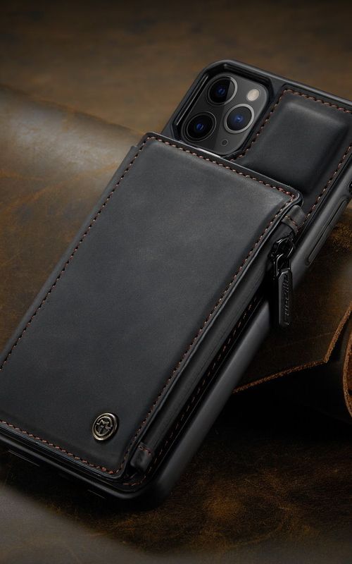 Multipurpose Leather Phone Case With Card Slots Zipper Wallet Back Cover For iphone 13