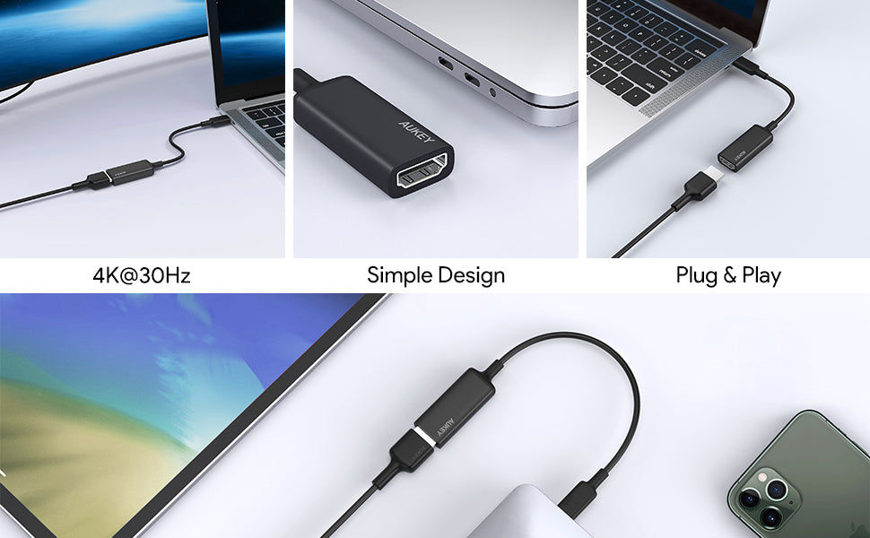 محول Aukey CB-A29 USB-C إلى HDMI CB-A29 - أسود