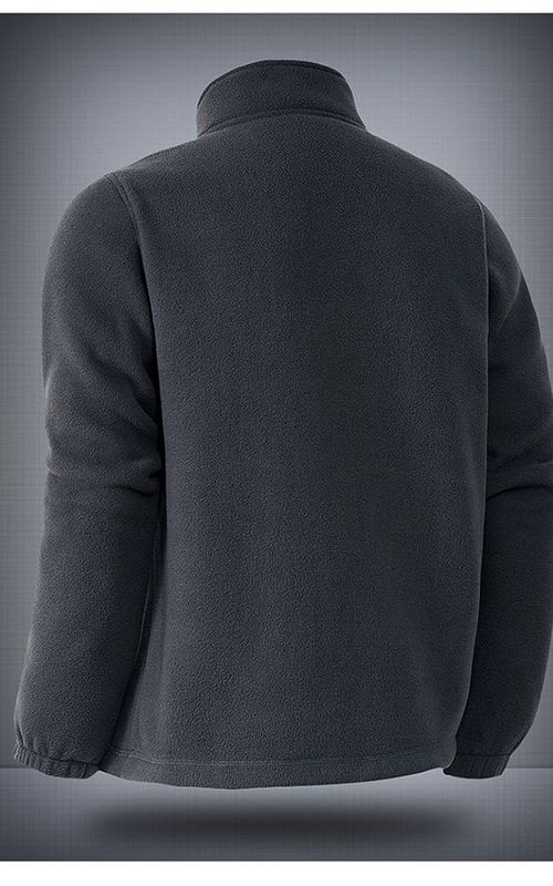 Men Polar Fleece Jacket Stand Collar Zipper Warm Thick Coat Winter Casual Outerwear