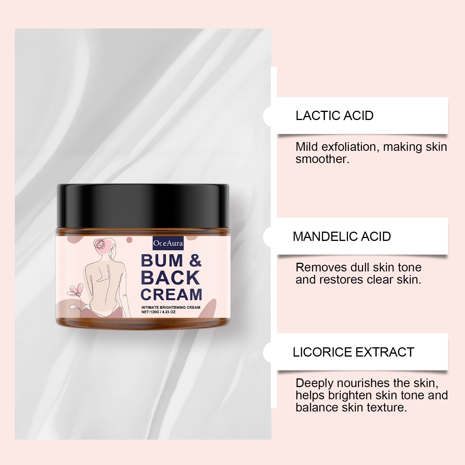 Body Cream Moisturizes Skin, Brightens, Exfoliates, Hydrates, Softens ,120g