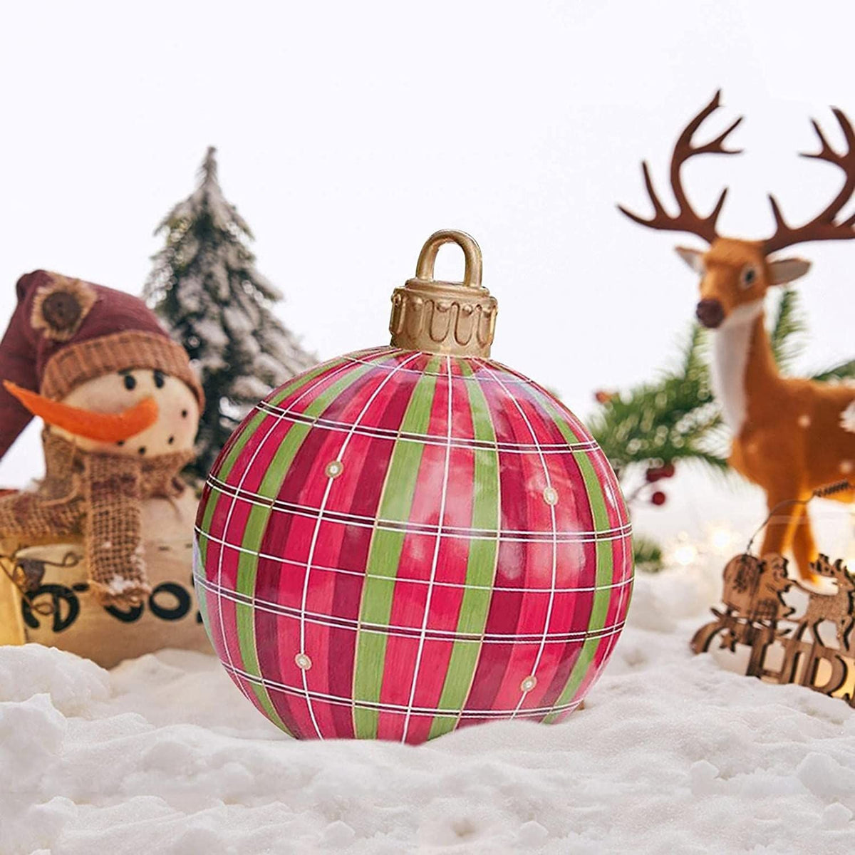 23.6 Inch Christmas Inflatable Decorated Ball Xmas Outdoor Ornament Holiday Decoration