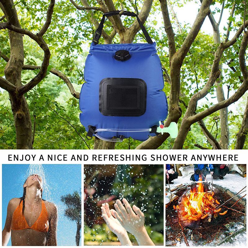 Portable 20L Solar Camping Shower Bag With Removable Hose And Shower Head