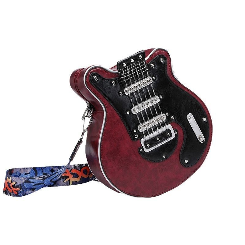 Vintage Guitar-Shaped Crossbody Bag Fashionable Women Shoulder Purse