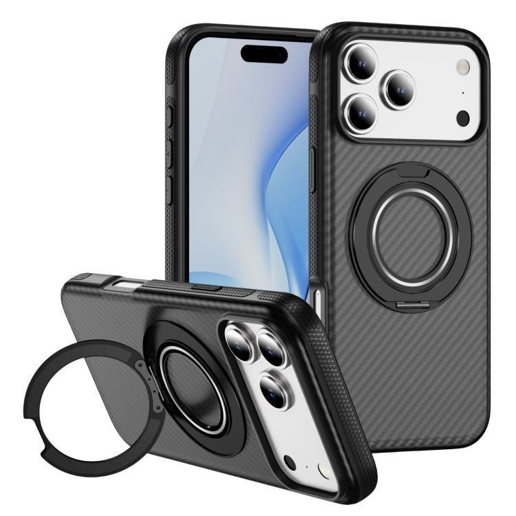 For iPhone 18 Pro Max / iPhone 17 Pro Max Carbon Fiber Gear Holder C Type MagSafe Phone Case