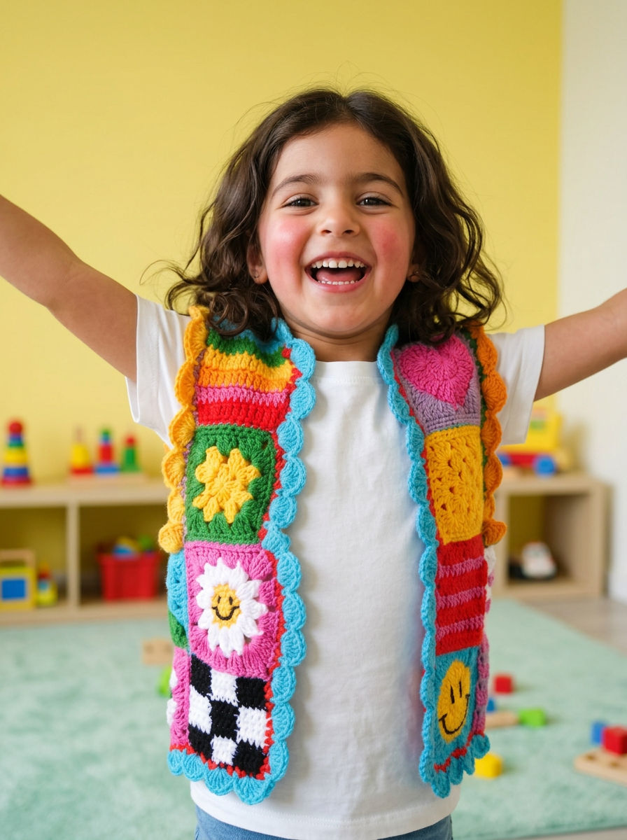 Hush and Stitch Toddler Colorful Patchwork Vest