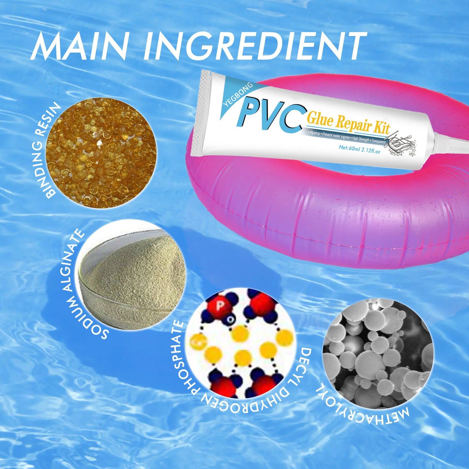 Pool Repair Kit, Fix Cracks Instantly, Waterproof Inflatable Repair Solution ,1set