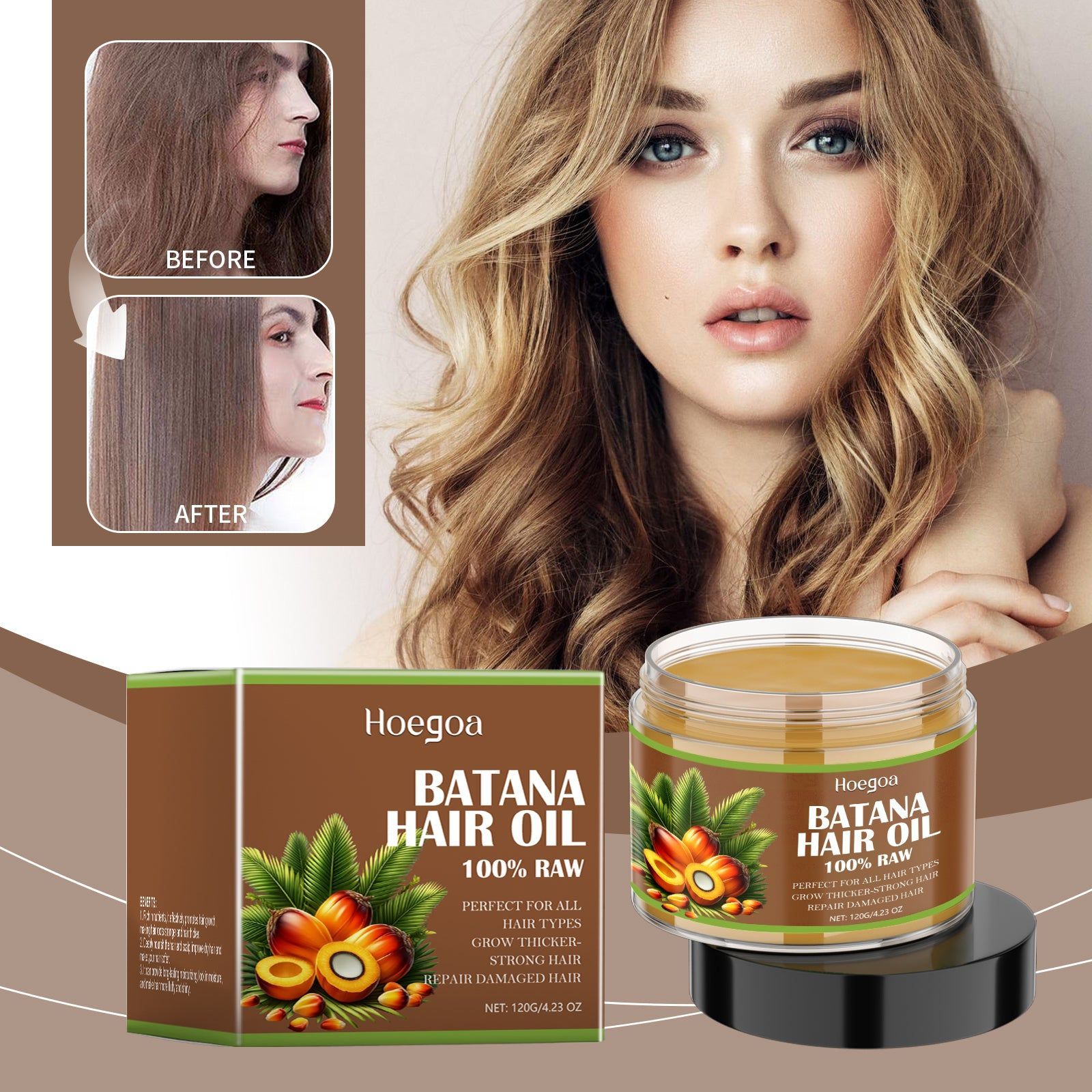 Batana Hair Oil for Smooth Hair, Nourishes Scalp, Hydrates, Adds Shine ,120g