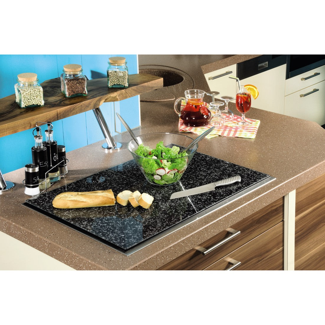 XAVAX 111516 Hob cover plate, pack of 2, "Granite" design, 52 cm x 40 cm