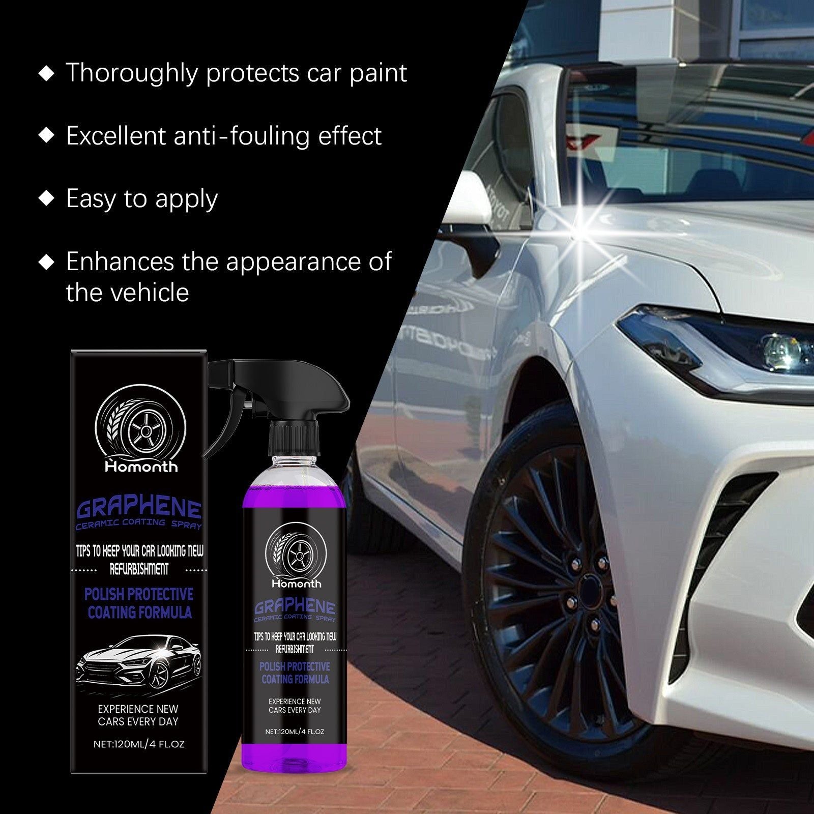 Automobile Coating Spray, Waterproof, Anti-Fog, UV Protection, Nano Gloss Finish ,120ml