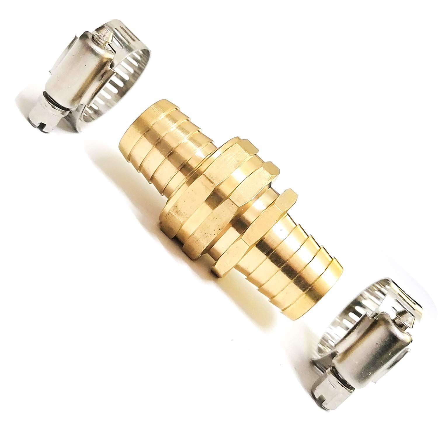 3 Pack Hose Repair Joint Kit 3/4" Two-way Water Pipe Connector Hose Fitting With Brass Clamp