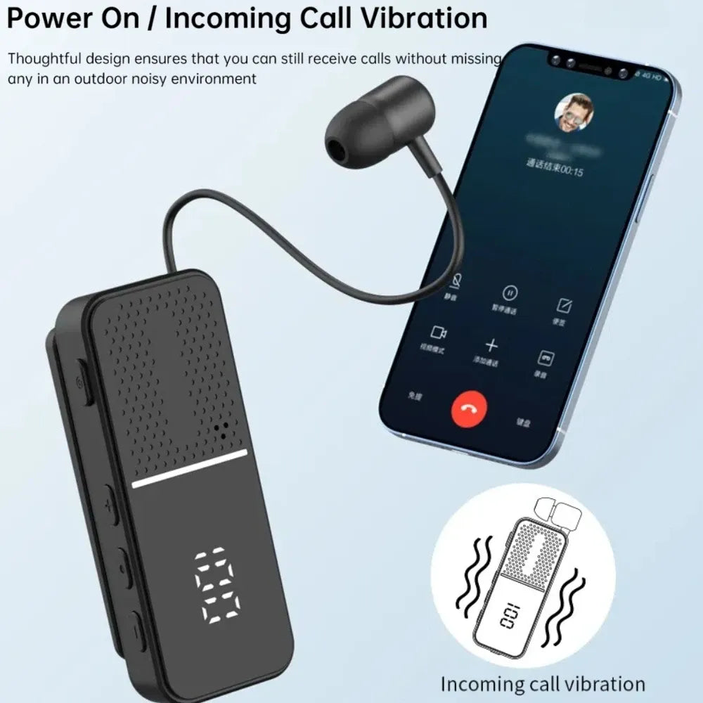 L5 Lavalier Business Bluetooth 6.0 Headphone Wireless LED Digital Display Headset