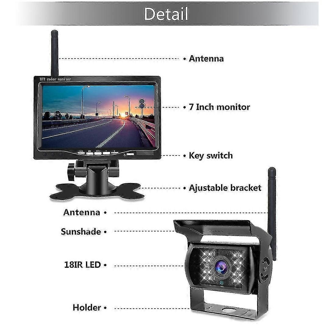 7inch Monitor Wireless Rear View Backup Camera Night Vision System For Car Rv Truck Bus zxin