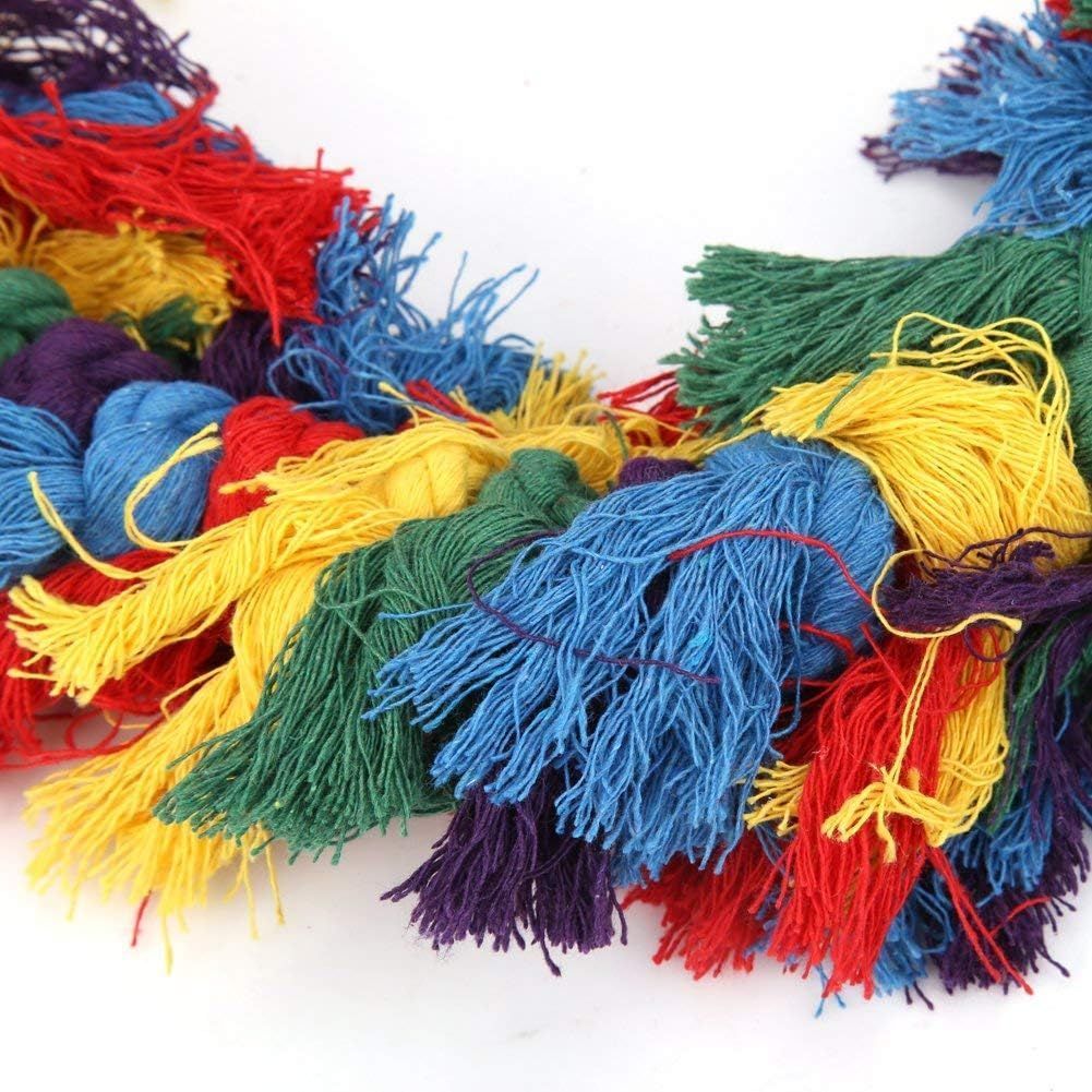 Bird Parakeet Colorful Swing Toys Cotton Rope Chew Hanging Bird Preening Garland Swing