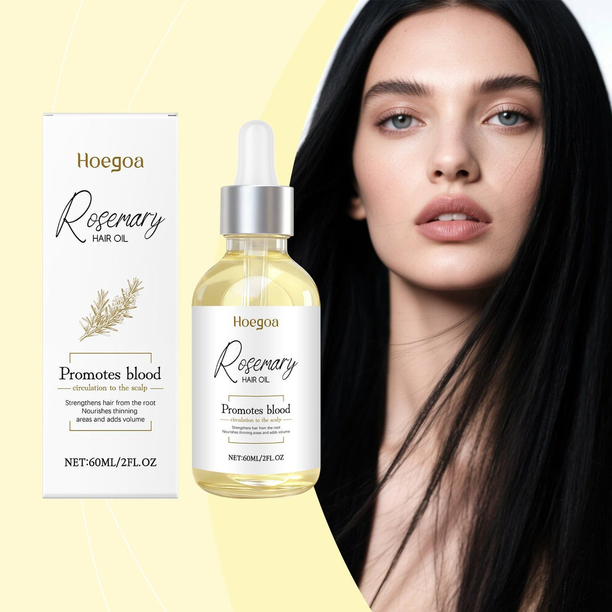 Revitalize Hair Essential Oil, Natural Rosemary & Ginger Root, Frizz Control, Moisturizing, Easy Absorption ,60ml