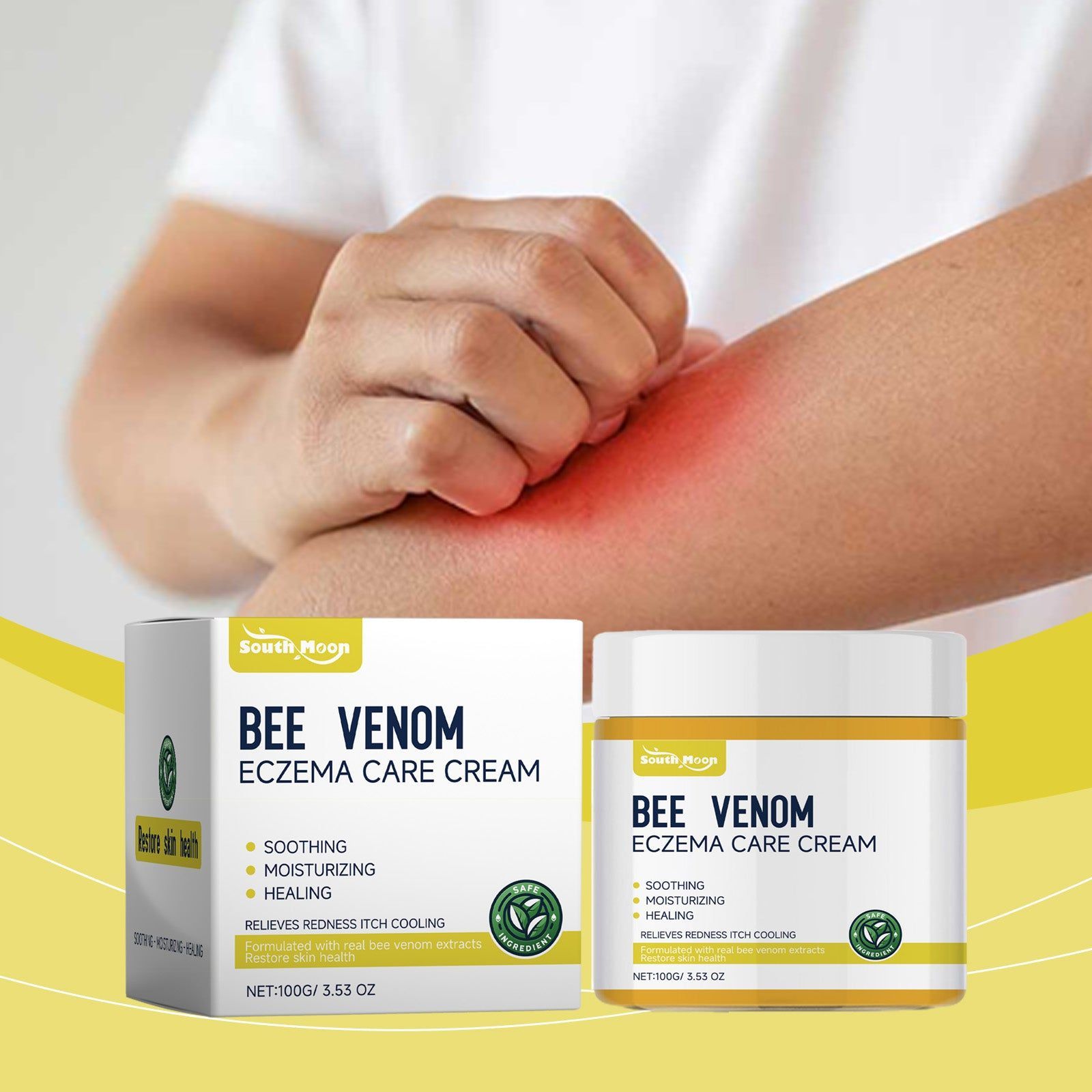Bee Venom Skin Care Cream, Soothes Itchy Skin, Nourishing Moisturizer, Gentle Formula ,100g