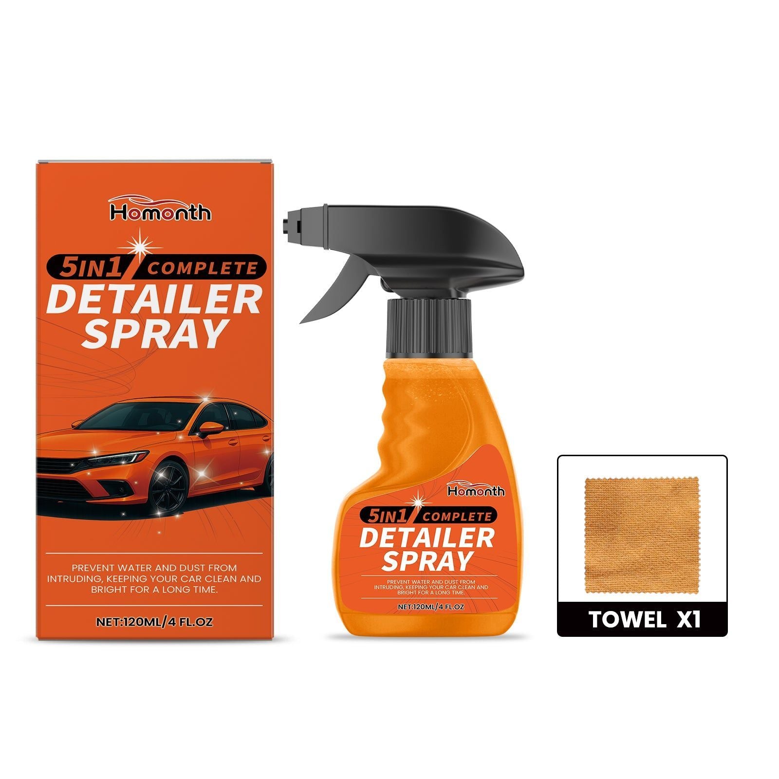 Car Brightening Cleaner Five-In-One Detail Spray, Rainproof, Waterproof, Easy Car Exterior Shine ,1set