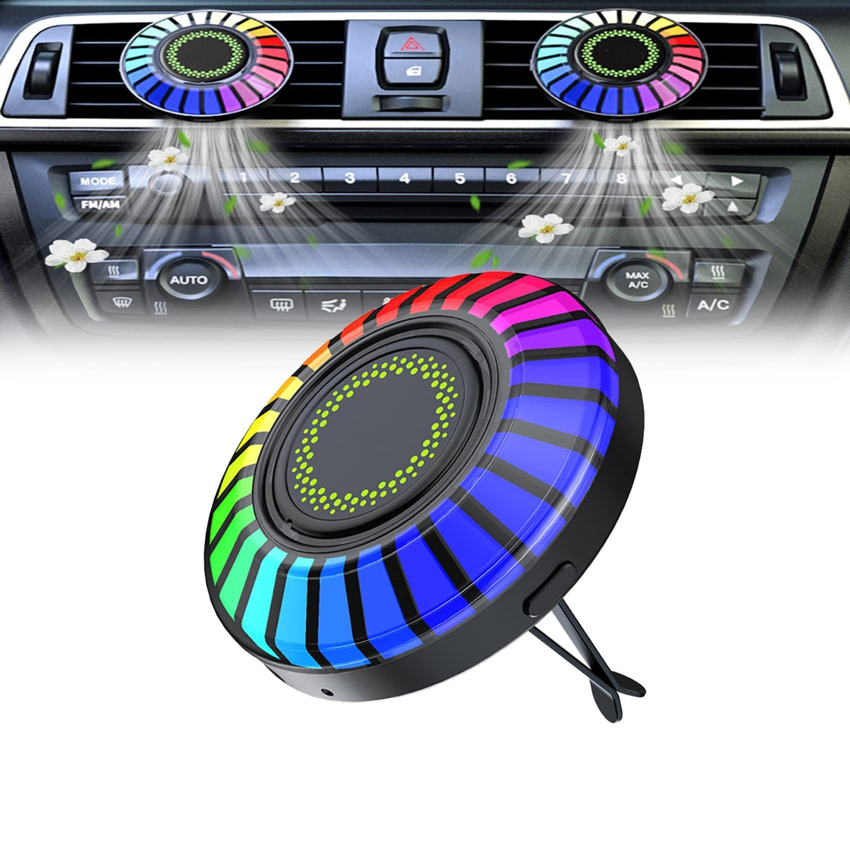 Car Aromatherapy Rhythm Light Car Essential Oil Diffuser RGB Sound Activated Lamp