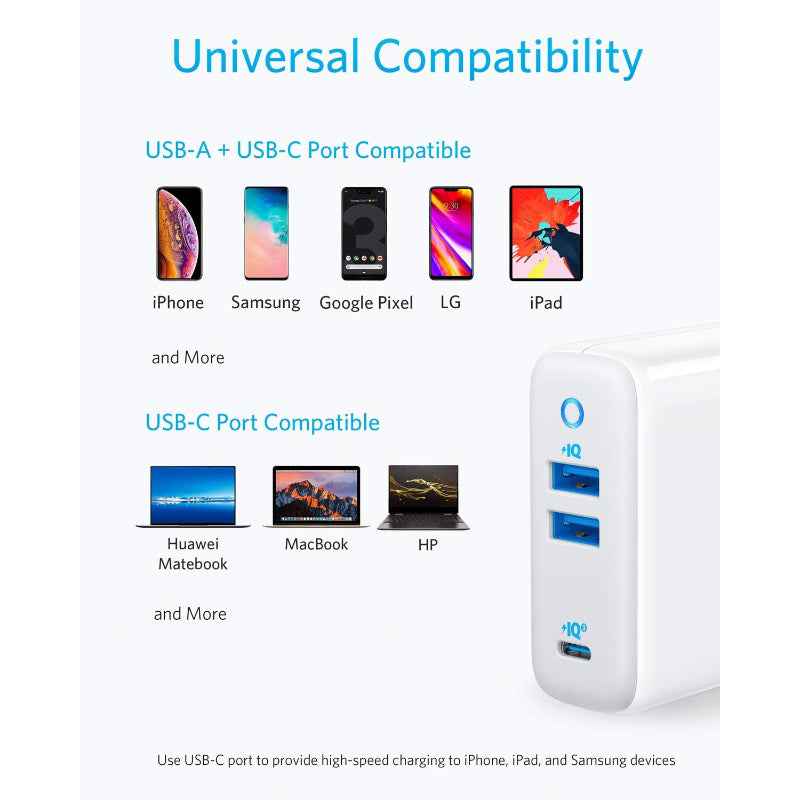 Anker PowerPort III 3-Port 65W Elite Charger, White