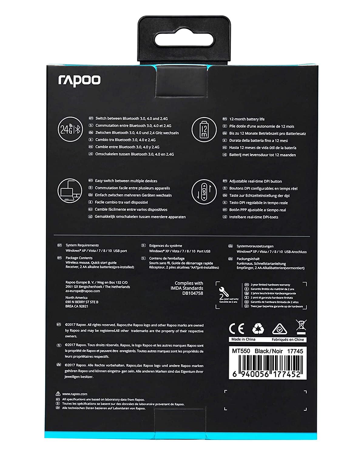 RAPOO 17745-MT550 WIRELESS MOUSE