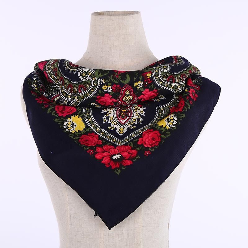 Red Floral Paisley Square Hijab Scarf for Women 110cm