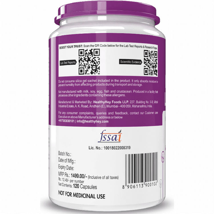 HealthyHey N-Acetyl L-Cysteine (NAC) - Non-GMO - Gluten Free - 500mg - 120 Veg. Capsules