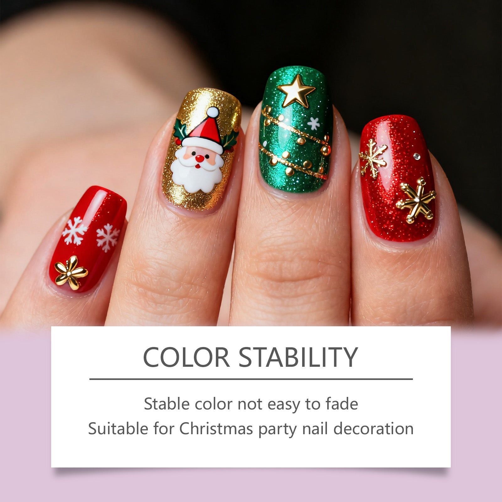 Christmas Nail Stickers, Festive Nail Art, Easy DIY, Eco-Friendly, Holiday Decor ,1pcs
