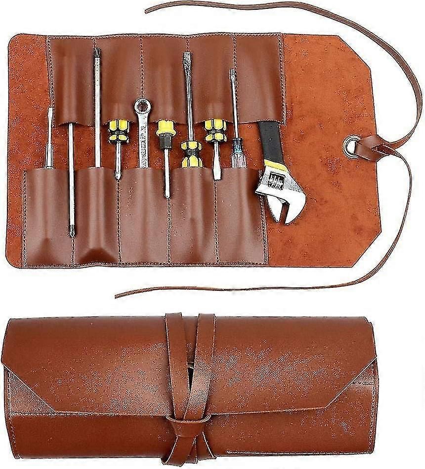 Canvas Tool Roll Organizer with 10 Pockets - Multi-Purpose Wrench/Pliers Roll-Up Pouch for Workshop & Travel Storage