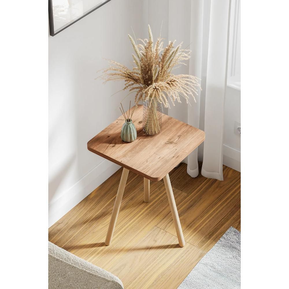 Square Side Table Single Zigon Coffee Table With Wooden Legs 34*34*45 cm