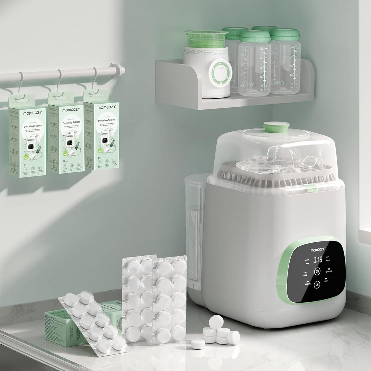 Momcozy Official Descaling Tablets, Compatible KleanPal Pro Baby Bottle Washer (30 Tablets)