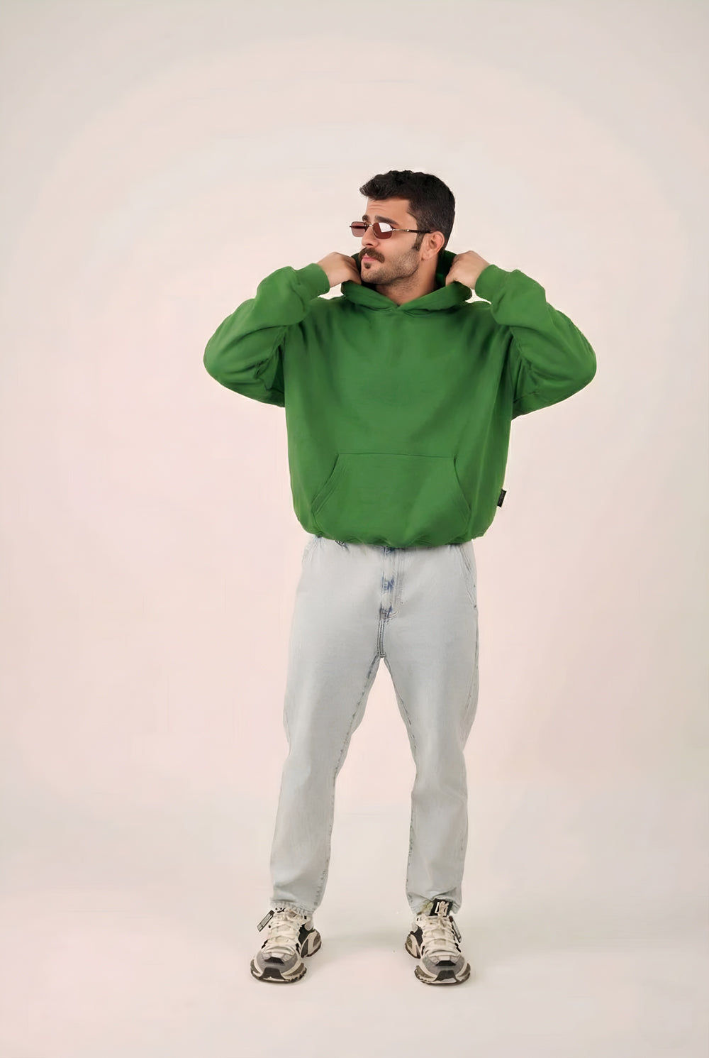 سترة مولو كلاسيكية كبيرة الحجم بغطاء للرأس من الفليس - أخضر