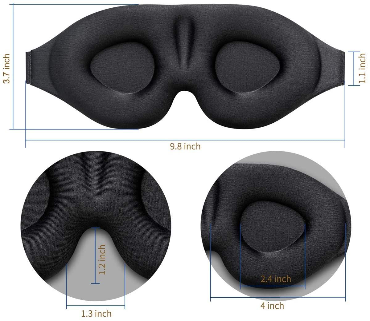 3D Sleep Mask Memory Foam Sleeping Blindfold Light Blocking Eye Cover With Adjustable Strap