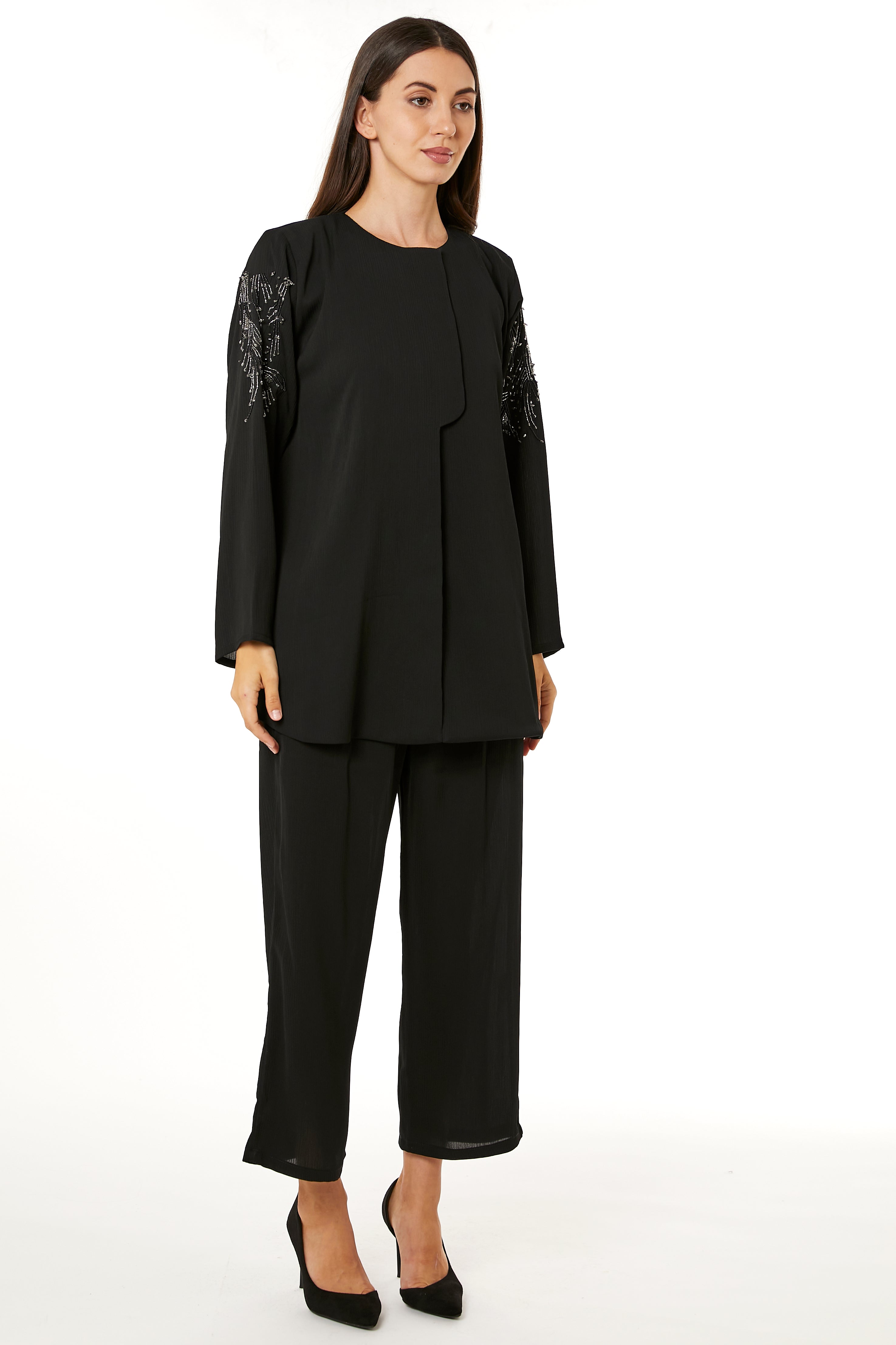 MOiSTREET Black Zoom Top and Pants Set Travel wear