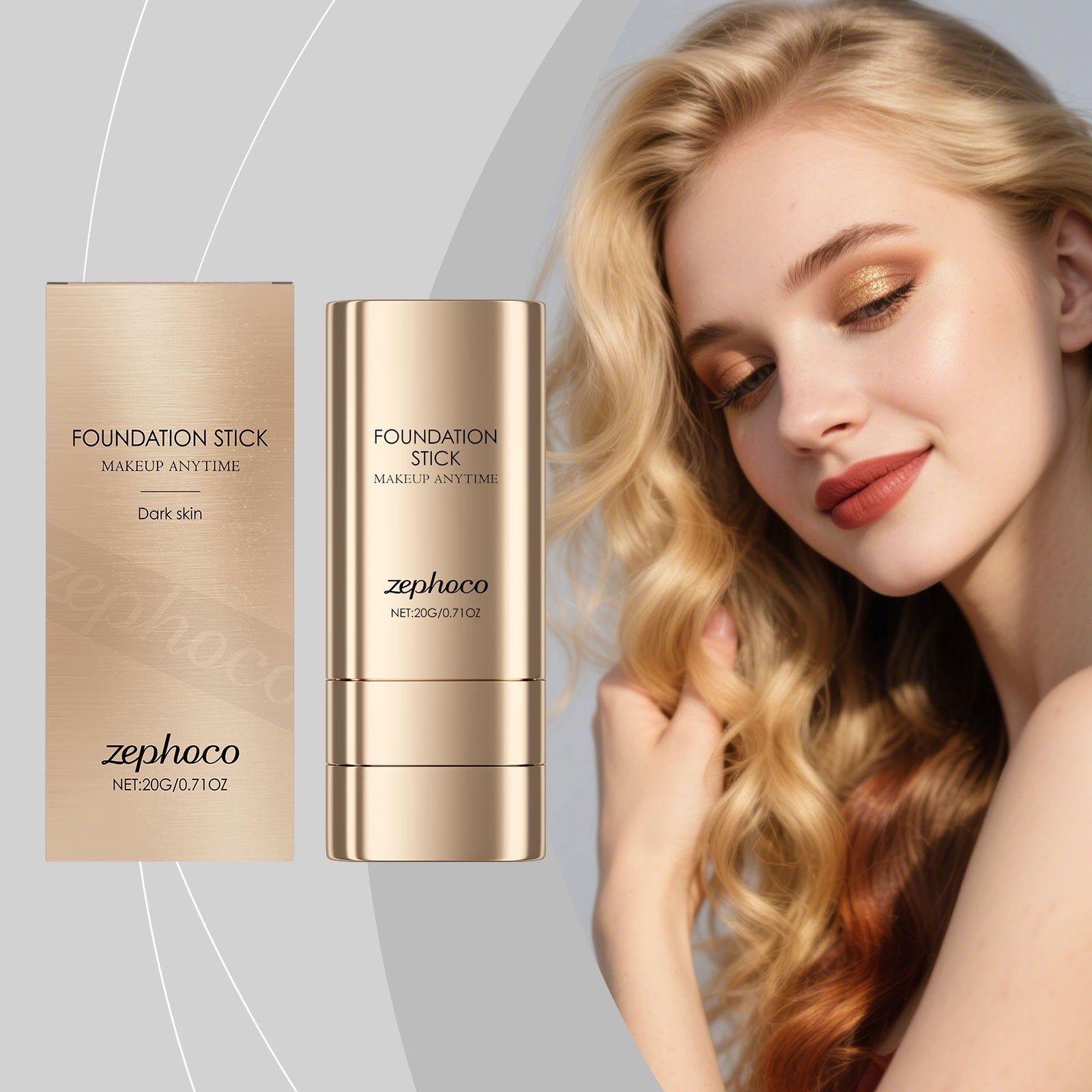 Dark Skin Foundation Stick, Hydrating, Natural, Concealing, Flawless Matte, Two-In-One, Easy Application ,20g