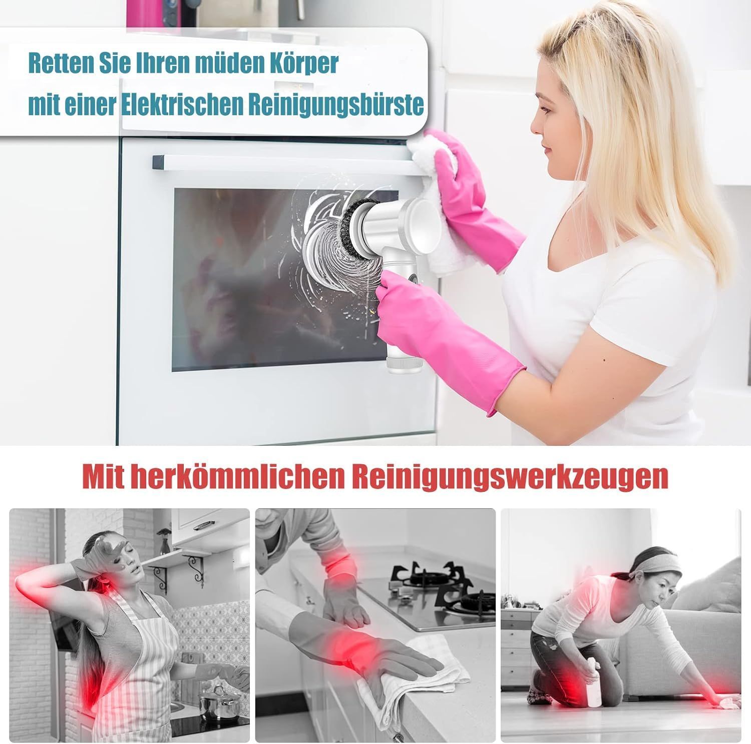 Electric Spin Scrubber Electric Cleaning Brush With 5 Replaceable Brush Heads For Bathtub Floor