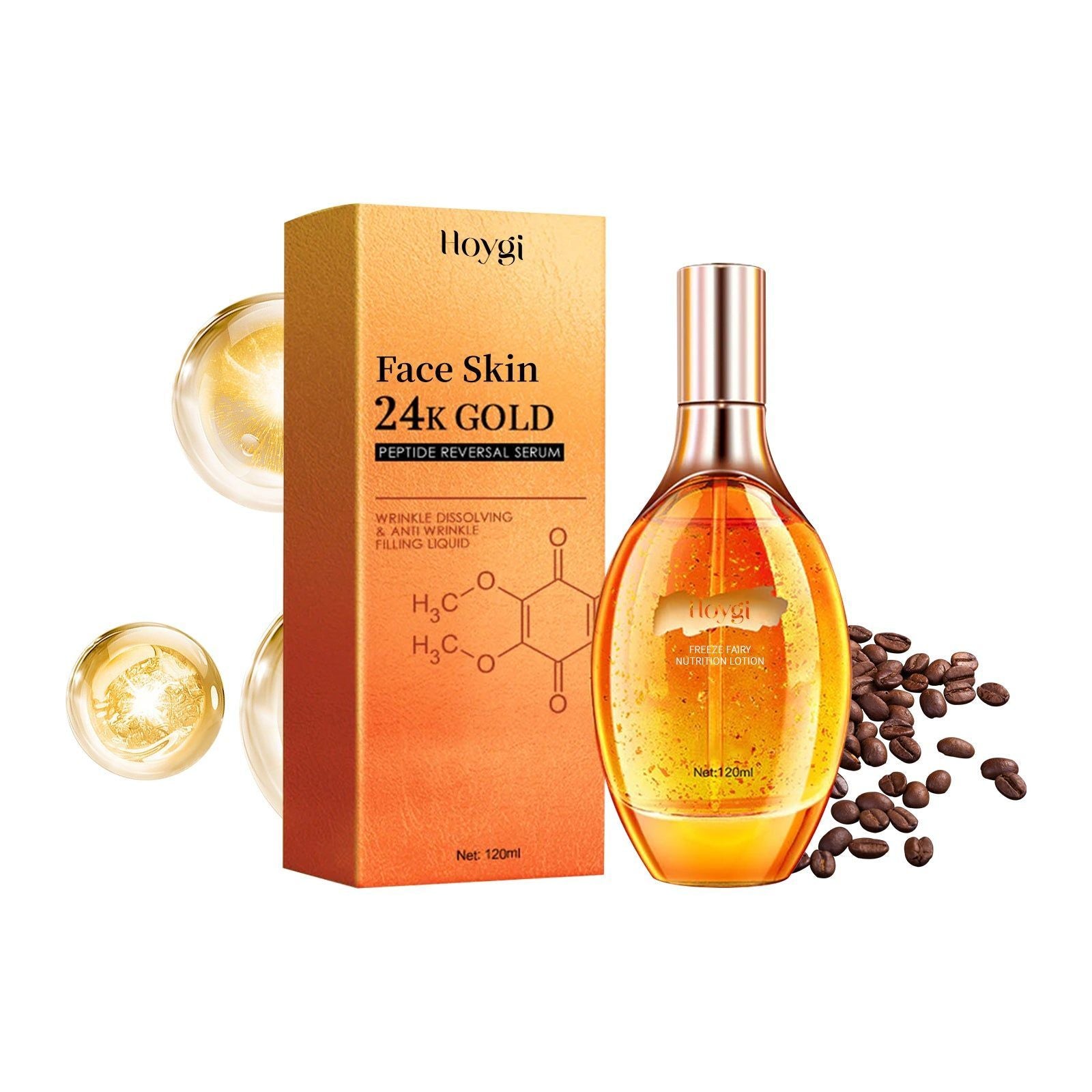 24k Gold Peptide Serum for Anti-Wrinkle, Firming, Rejuvenation, Brightening ,120ml