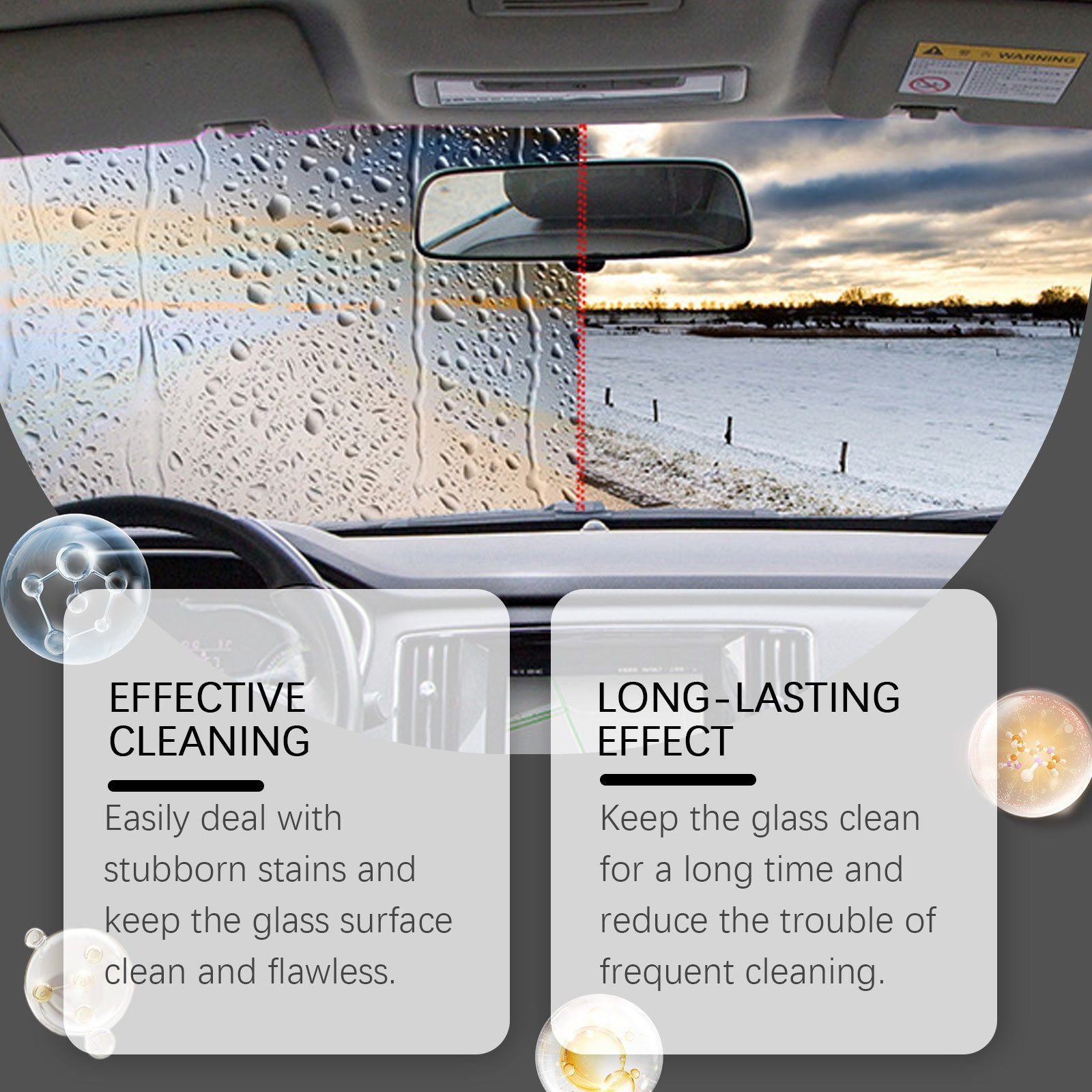 Car Cleaning Glass Cleaner, Oil Film Remover, Stubborn Stain Removal, Easy to Use ,1set
