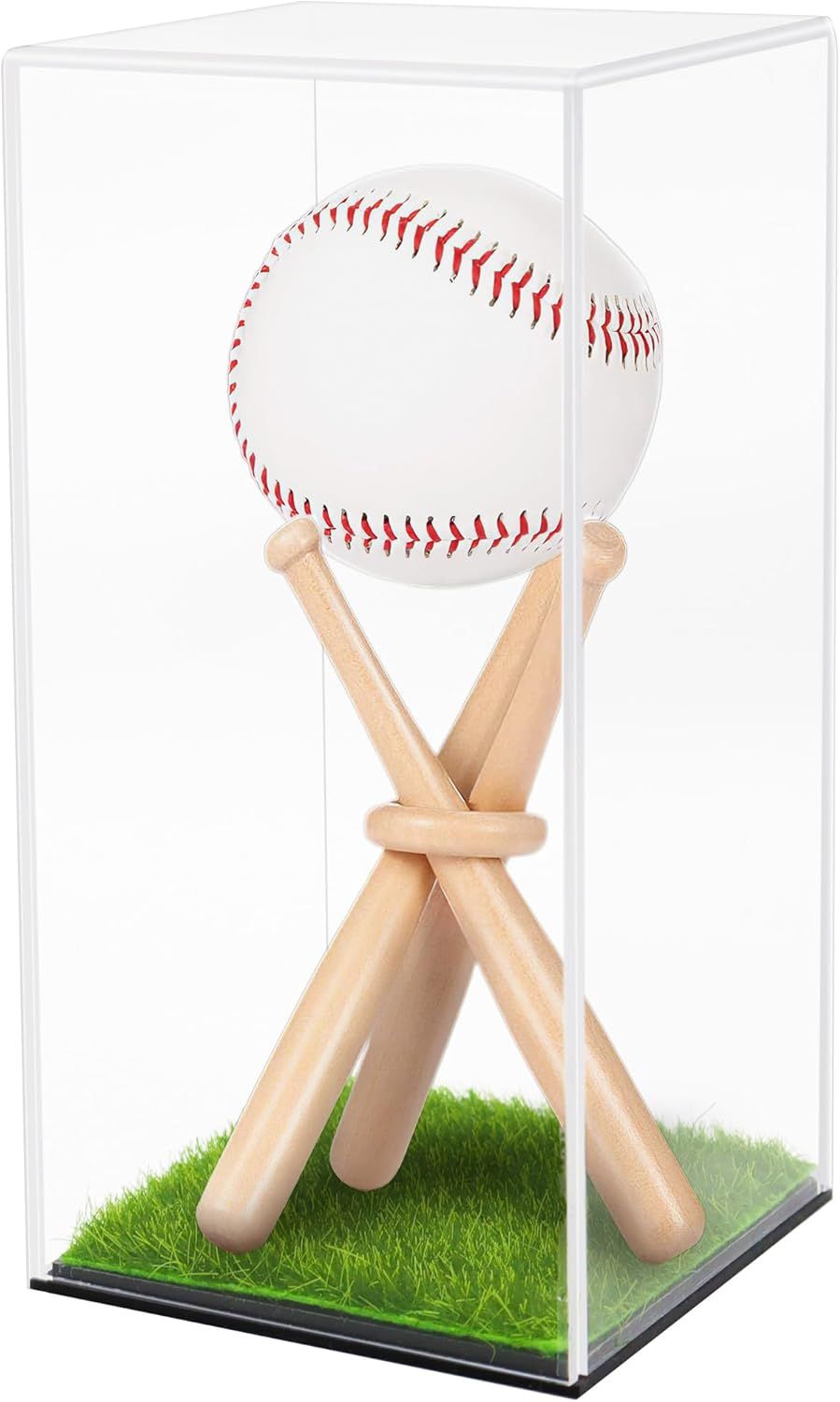 Baseball Display Case with Stand Holder Wooden Base Acrylic Showcase Showcase