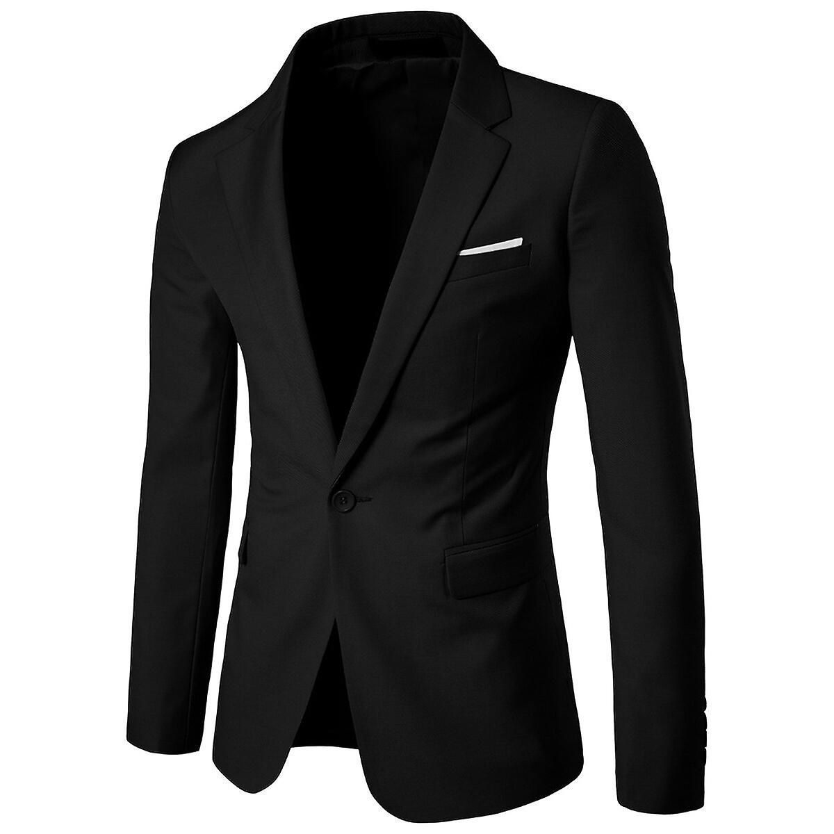 Men's 2-piece Suit, Slim Fit Solid Color Wedding Business Formal Suit Jacket And Pants