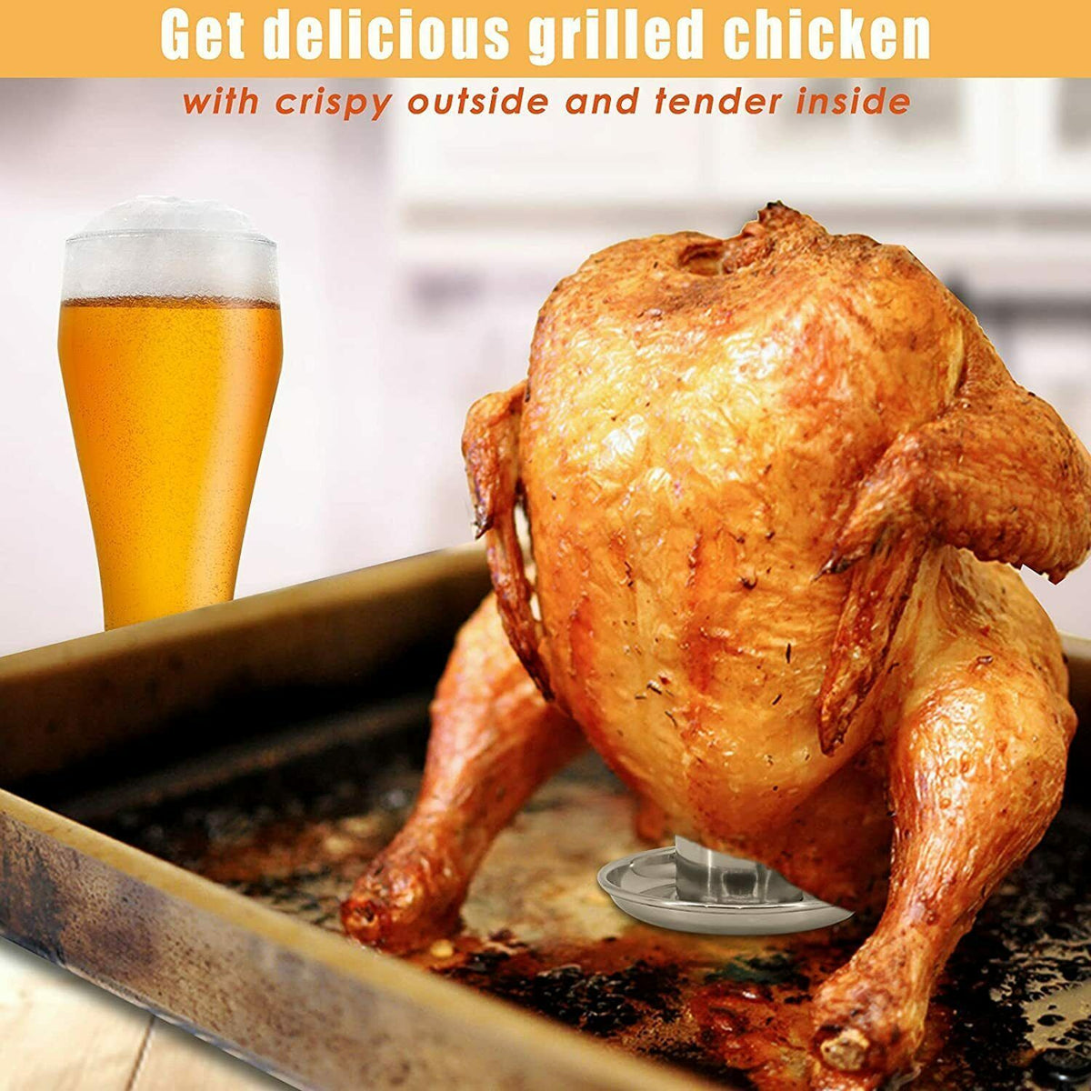 Beer Can Chicken Holder Stainless Steel Chicken Roaster Poultry Rack For Grill Oven