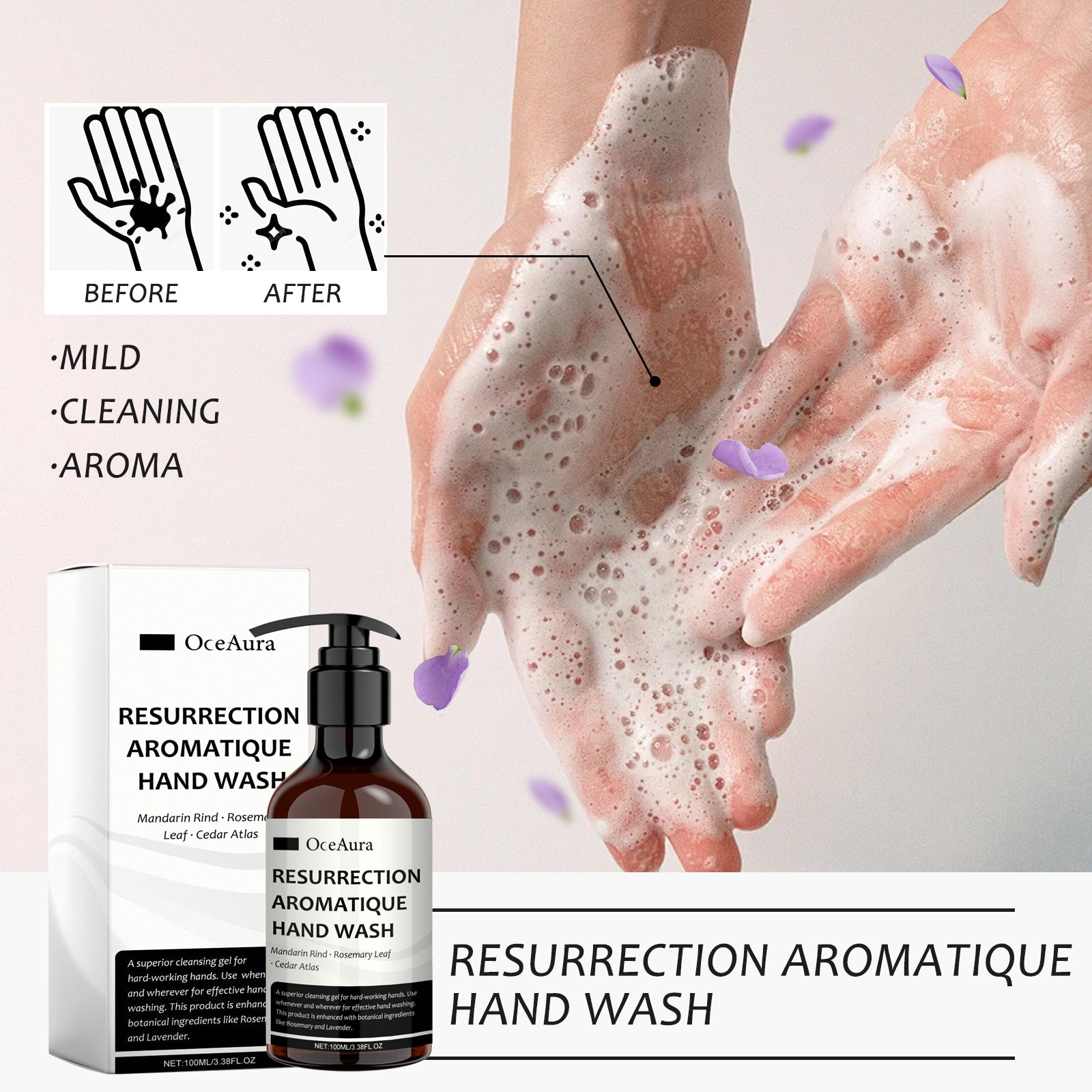 Aromatic Hand Sanitizer, Deep Cleansing, Gentle Hand Cleaning, Lavender Scent ,100ml